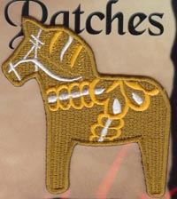 Dala Horse Iron-On Patch - Beige